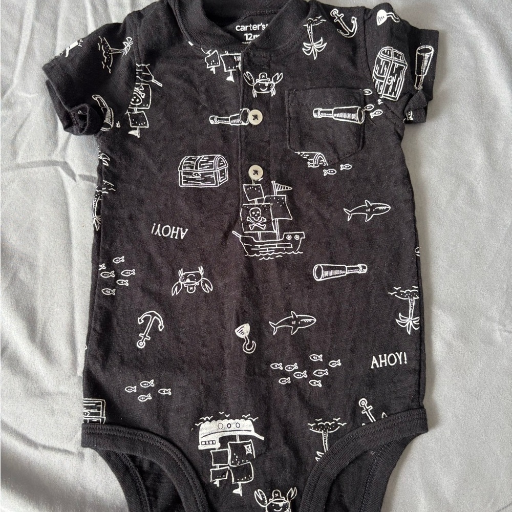 Carter's Black Nautical Print Bodysuit